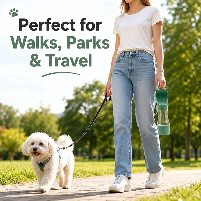 Portable Dog Water Bottle, Leak-Proof Pet Water Dispenser with Food Container, Travel Water Bottle for Dogs, Walking, Hiking & Outdoor Adventures - Image 8