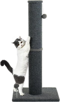 Cat Craft 41" Cat Scratching Post, Dark Gray | Short Plush Fabric, Stable Wide Base, Replaceable Hanging Ball, Full Stretch Design by CatCraft