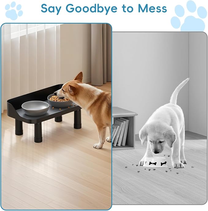 Raised Dog Food Bowl Stand Feeding Station Adjustable 16in Wide | 3 Adjuastable Heights, with Splash Gard, Pet Cat Large Dogs Universal, No Bowl Included - Image 4