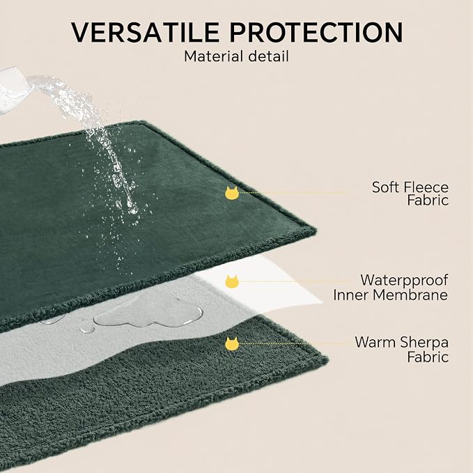 Luciphia Waterproof Blanket for Large Dog, Reversible Sherpa Couch Cover | waterproof pet blanket sherpa fleece reversible couch cover bed protector car from spills scratches, Dark Green 57" x 40" - Image 4