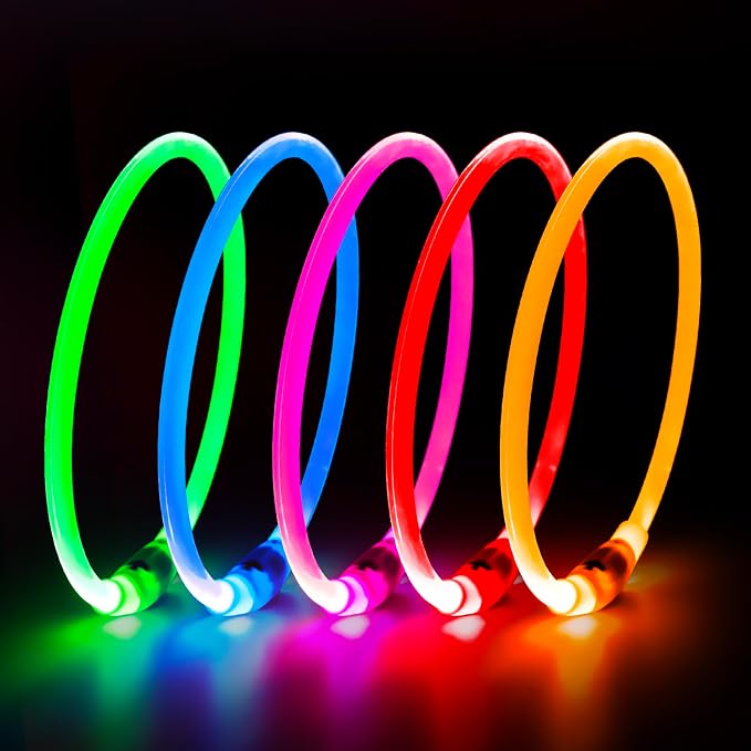 HIGO LED Dog Collar Light - USB Rechargeable Light Up Dog Collars, DIY Flash LED Dog Necklace for Your Dogs Walking at Night (Red) - Image 3