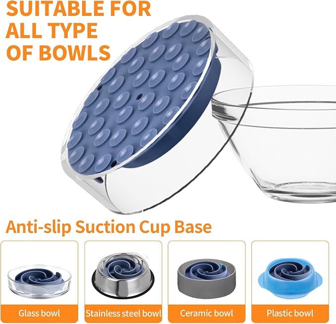Slow Feeder Dog Bowls Insert, Bestalk Soft Silicone Slow Eating Feeder Insert with Suction Cups for Small, Medium and Large Dogs, Fit into Basic and Elevated Dog Bowls, Dark Blue - Image 7
