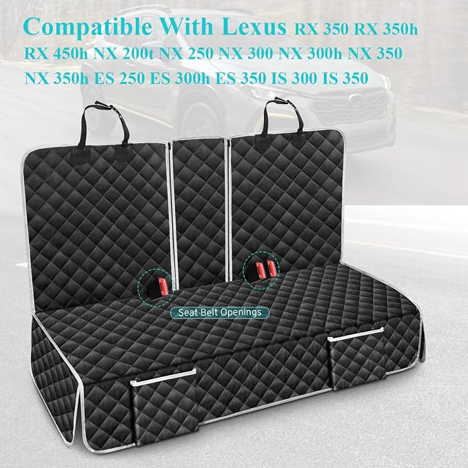 Dog Car Seat Cover for Lexus NX RX ES IS 250 350 350h 450h 500h 300h 200t | Back Seat Accessories, Waterproof Pet Bench Backseat Covers with Non-Slip Backing - 2000-2026 2027 NEW - Image 8
