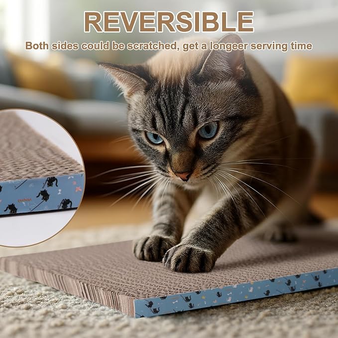 Cat Scratcher Pads, Cat Scratching Cardboard for Indoor Cats 14″Lx10.6″Wx0.6″H Dual-Side Corrugated Cats Scratching Post Reusable Supplies (2PCS) - Image 6
