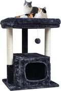 SYANDLVY 27IN Cat Tree for Indoor Cats Large Adult, Modern Activity Tower | Scratching Posts, Condo with Plush Perch, Climbing Stand with Spring Ball for Play, Smoky by SYANDLVY