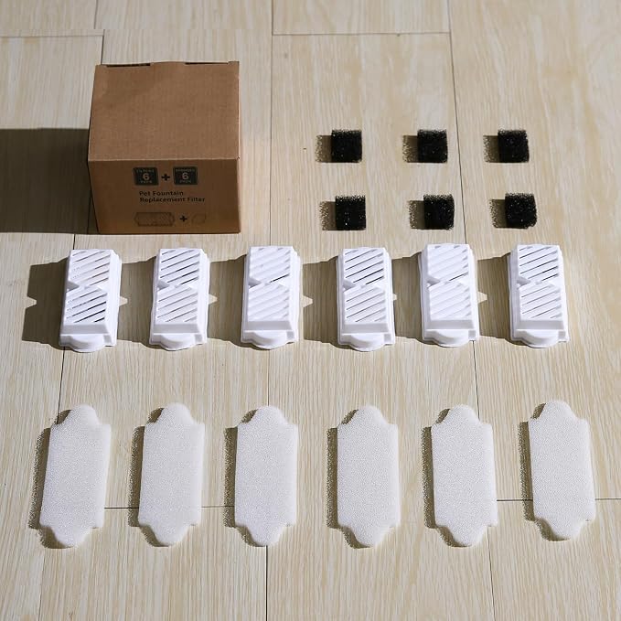 (18 Pack) 6 Sets Ceramic Cat Water Fountain Replacement Filters, Pet Fountain Replacement Filters for 2.2L/74OZ Ceramic Fountain(White) - Image 6