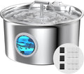 Cat Water Fountain Stainless Steel: Cat Fountain for Drinking with Filter - Pet Water Fountain for Cats Indoor - Automatic Pet Water Dispenser Bowl - 6 Carbon Filters & 3 Foam Filters by UMOCUOY