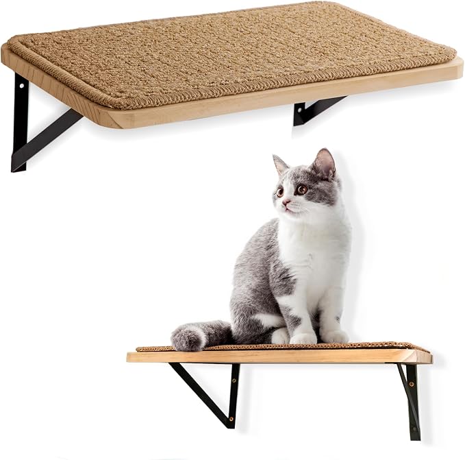 2Pack Wooden Cat Wall Shelves with Sisal Mat,16x9.8 Inch Cat Wall Step and Bed for Sleeping,Scratching and Playing. - Image 3