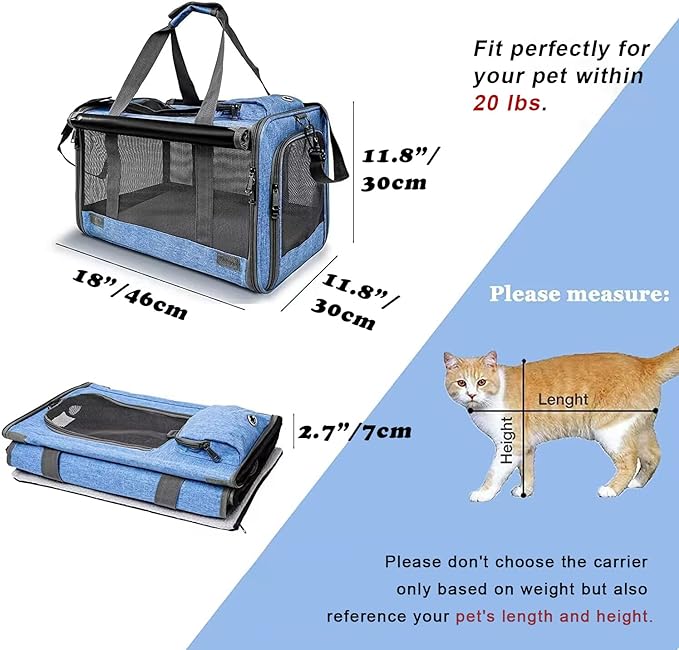 GAPZER Pet Carrier for Large and Medium Cat, Soft-Sided Pet Crate for Puppy | Dog Collapsible Travel Kennel Bag Privacy Protection, Big Kitty 20 pounds Carrying Cage Portable Home Outdoor Taxi Carseat - Image 2