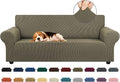 KEKUOU Stretch Couch Covers for Sofa, 3 Cushion Couch Slipcover,Khaki | 1-Piece Washable Sofa Cover Pet Friendly(78"-94") Furniture Protector Soft Jacquard, Elastic Bottom for Dogs & Kids by KEKUOU