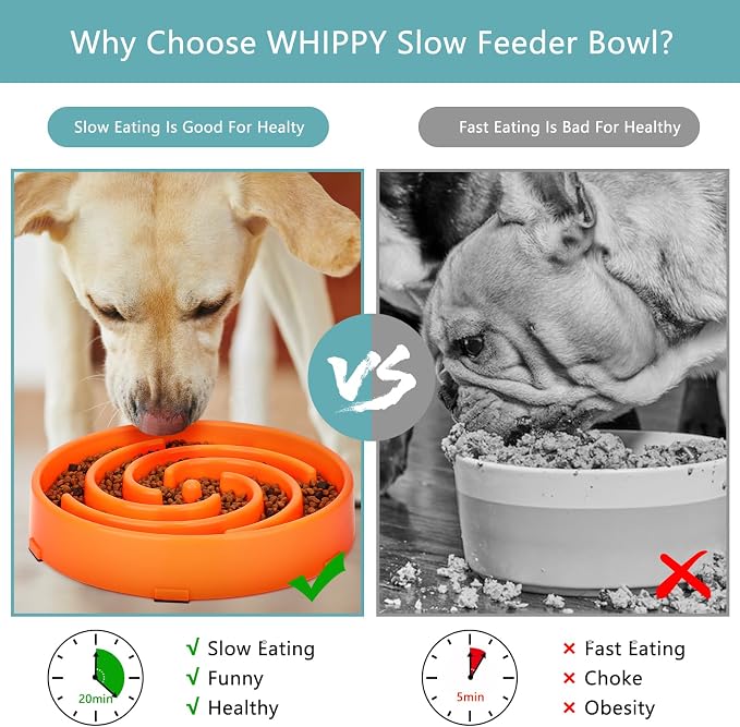 Slow Feeder Large Dog Bowl - Non Slip Maze Puzzle Bowl for Medium Dogs, Prevents Bloat & Choking, Orange - Image 3