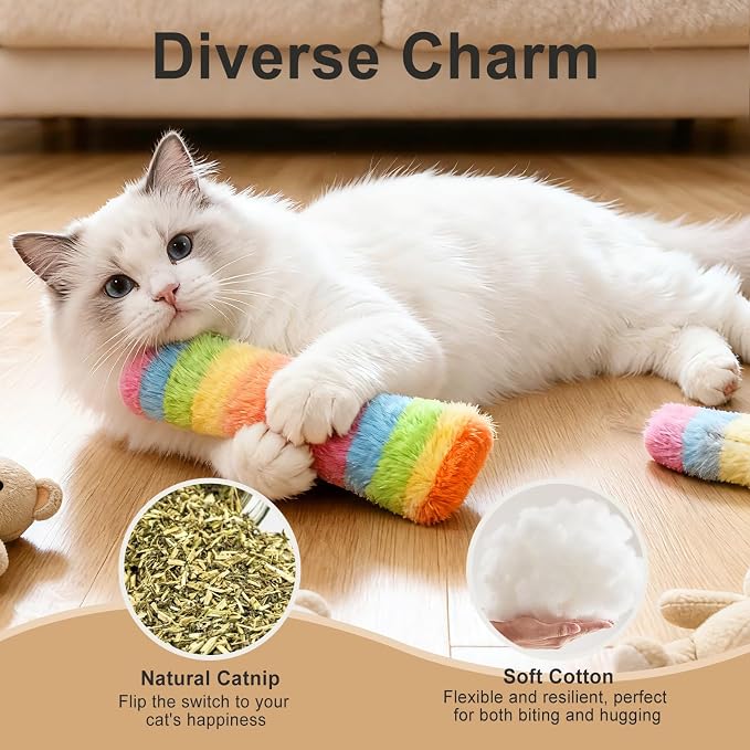 Cat Toys Pillows 6Pcs Catnip Kicker Toys for Cats Promotes Kitty Exercise - Image 3