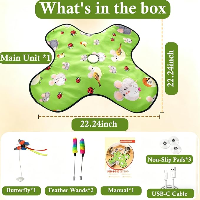 Interactive Cat Toys for Kitten & Adult Cats 3-in-1 Touch Activated | Rechargeable Motorized Cat Toy, Electronic & Automatic, Fluttering Butterfly, Moving Concealed Feathers, 3 Prey Sounds - Image 7