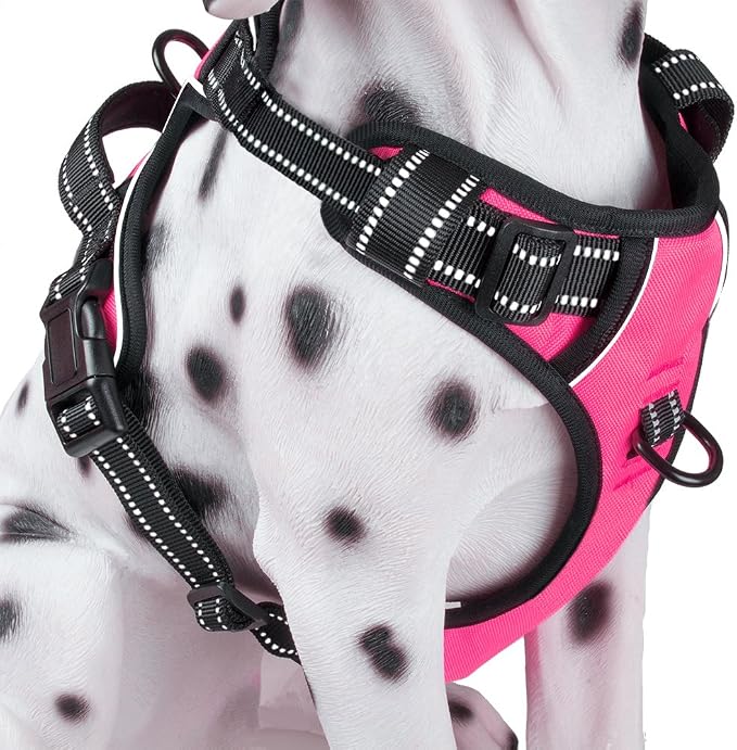 PoyPet No Pull Dog Harness Small, Reflective Vest with Front Clip & Handle | Easy On/Off, No Choke, Adjustable, 2 Leash D-rings, Soft Padded, Breathable, Oxford, for Walking Training, S, Pink by PoyPet