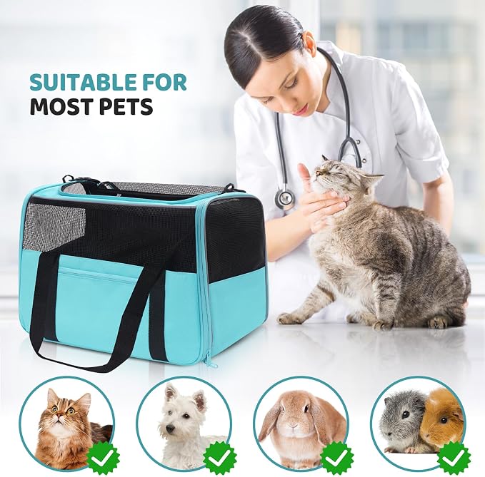 JUNGYOUN Premium ​Cat Carrier - ​Pet Carrier for Cat & Small Dogs up to 15lbs - ​Airline Approved Travel Dog Carrier with Anti-Escape Zippers, Collapsible Travel Bowl & Padded Strap - Image 6