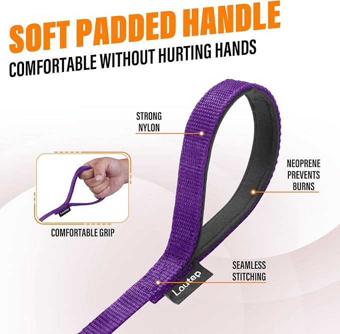 Long Line Dog Training Leash with Padded Handle, 100 ft, Purple | Durable nylon webbing with reinforced stitching and 360° swivel clip for recall and obedience - Image 3