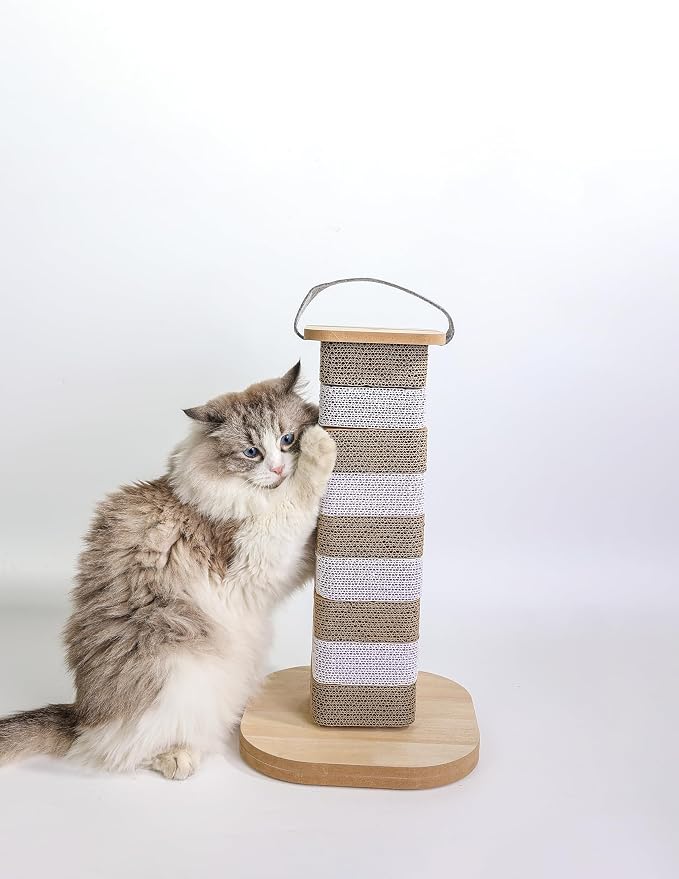 Cat Scratching Post for Indoor Cats, 23.6 Inch Tall Cardboard Cat Scratcher Pad for Kittens & Cats, Multi Surface Scratching Board, Easy Assembly, Protects Furniture by Unknown
