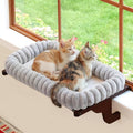 Zakkart SnugCloud Cat Window Perch with 4-Sided Bolster - Large Cat Hammock for Window Sill - Solid Hardwood & Metal Frame - Window Seat for Pets (Dark Stained Wood w/Gray Bed, Large) by Zakkart