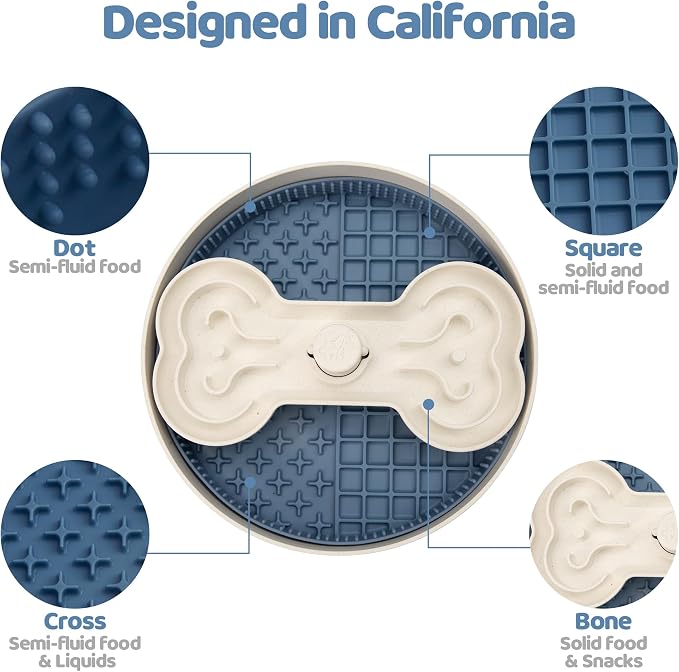 Puzzle Feeder Slow Feeder Dog Bowl with Lick Mat and Puzzle Inserts - Non-Slip Base, Adjustable Speed Design, Dishwasher Safe for Large Dogs,Blue - Image 6
