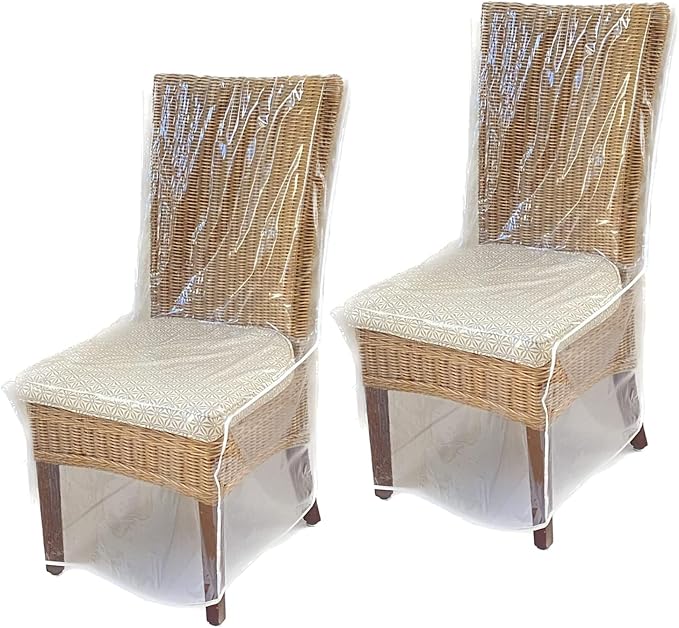 Evelots 2-Pack Clear PVC Dining Chair Covers, Spill-Resistant Protectors | Heavy-duty clear vinyl helps protect kitchen chairs from dust, spills, pet hair and claws; wipes clean with a damp cloth. by Evelots