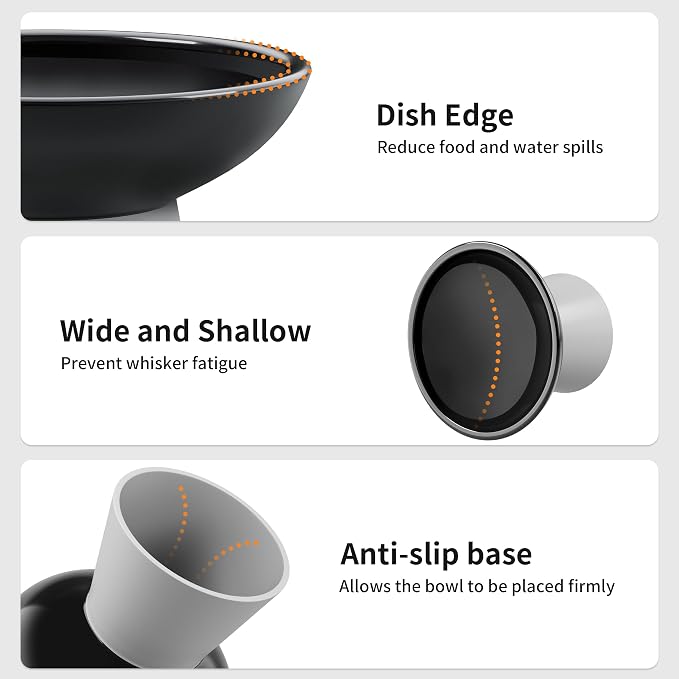 LoeJan Ceramic Cat Bowls, Elevated Cat Food and Water Bowls Set, Extra Wide and Raised Ceramic Bowls, Anti-Vomit Whisker-Free Pressure Cat Feeder for Kittens to Adult Cats - Image 3