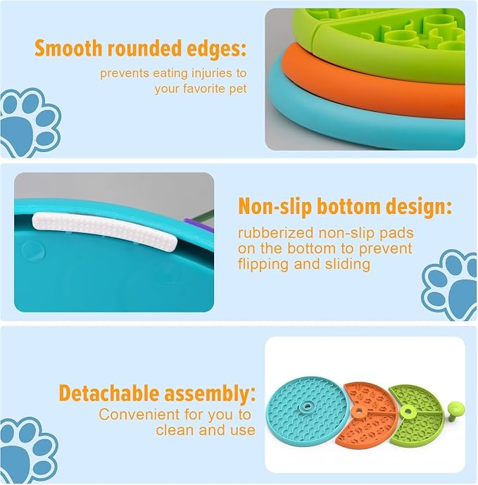 3-Level Slow Feeder Dog Bowls - Non-Slip Interactive Dog Puzzle Toy - Image 5
