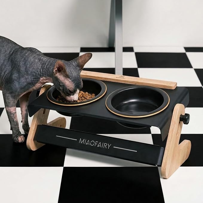 Elevated Cat Bowls 6.8oz x2, Adjustable Raised Cat Bowl Stand, Ceramic Cat Food and Water Bowl Set for Cats and Small Dogs - Image 6