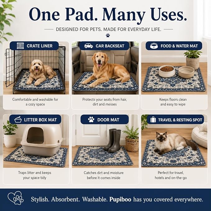 PUPIBOO Washable Pee Pads for Dogs and Cats - Super Absorbent Reusable Puppy Training Pads - 100% Waterproof, Leak-Proof & Non-Slip Whelping Pads for Pet Housebreaking - Image 4