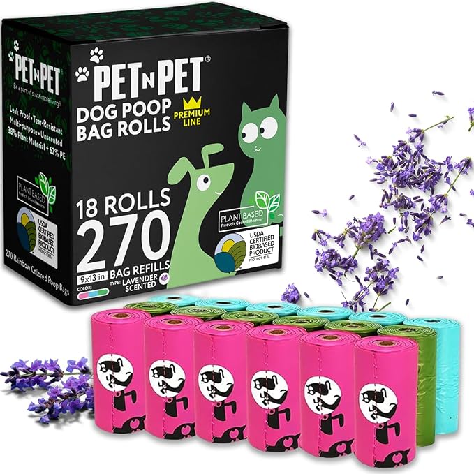 Pet N Pet Poop Bags for Dogs, 270 Count, Lavender Scented, Multi-Color by PETNPET