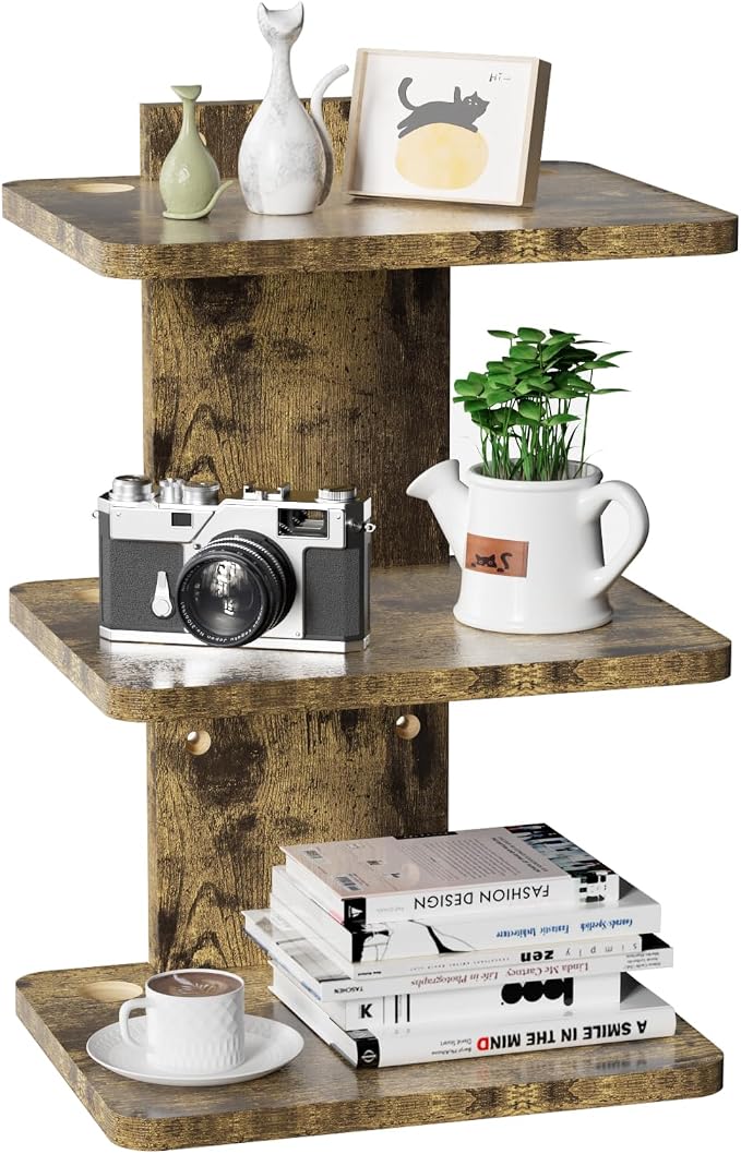 WALI Floating TV Shelf, 3 Tier Projector Shelf for DVD Player, Routers, Game Console, Cable Boxes, Living Room Decor Accessories, Wall Mount Shelves Holds Up to 22lbs(CS303NC), 3-Shelf, Vintage Brown by WALI