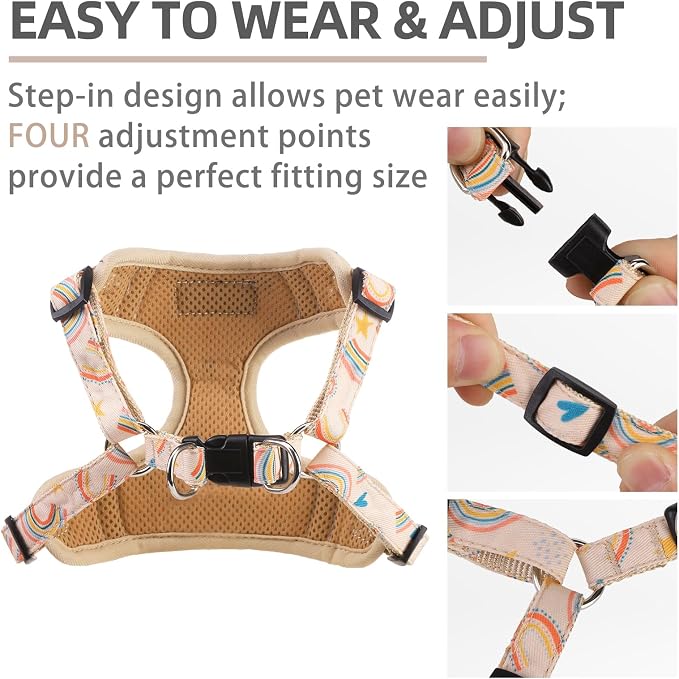 PUPTECK Dog Harness and Leash Set Medium Sized, Step in No Pull Adjustable Puppy Cat Harness Reflective Pet Vest - Image 3