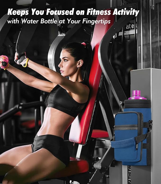 Nuovoware Magnetic Gym Bag, 40oz, Water Bottle Carrier Holder, Indigo | Adjustable Shoulder Strap, Magnets Magnetic Gym Bag, Bottle Pouch Sling, 2 Pocket, Neoprene Organizer Sleeve - Image 5