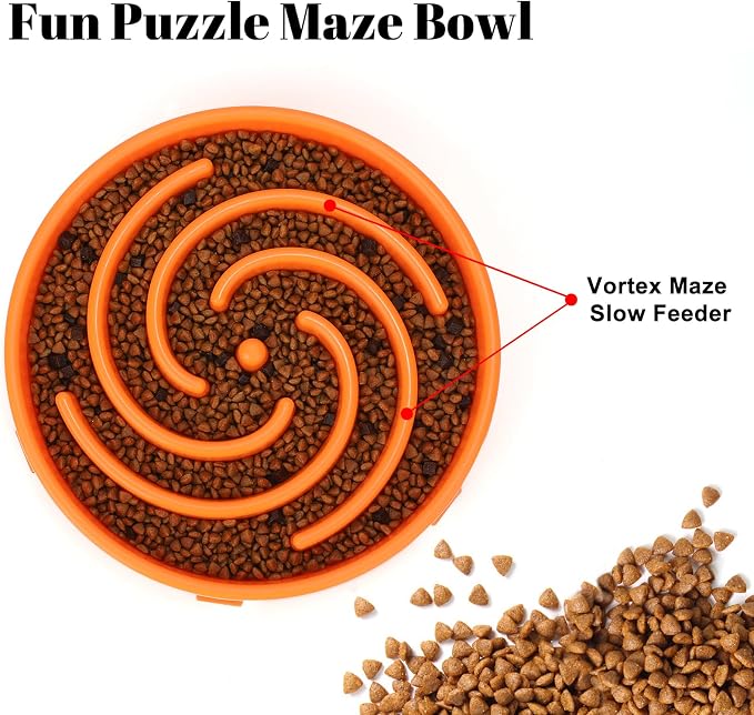 Slow Feeder Large Dog Bowl - Non Slip Maze Puzzle Bowl for Medium Dogs, Prevents Bloat & Choking, Orange - Image 2