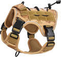 Heavy-Duty Tactical Dog Harness for Large Dogs, No Pull Adjustable Reflective Pet Vest with Molle System, K9 Military-Grade Control for Service Training, Outdoor & 10+ Breeds, Khaki Camo, Small by Bruvoalon