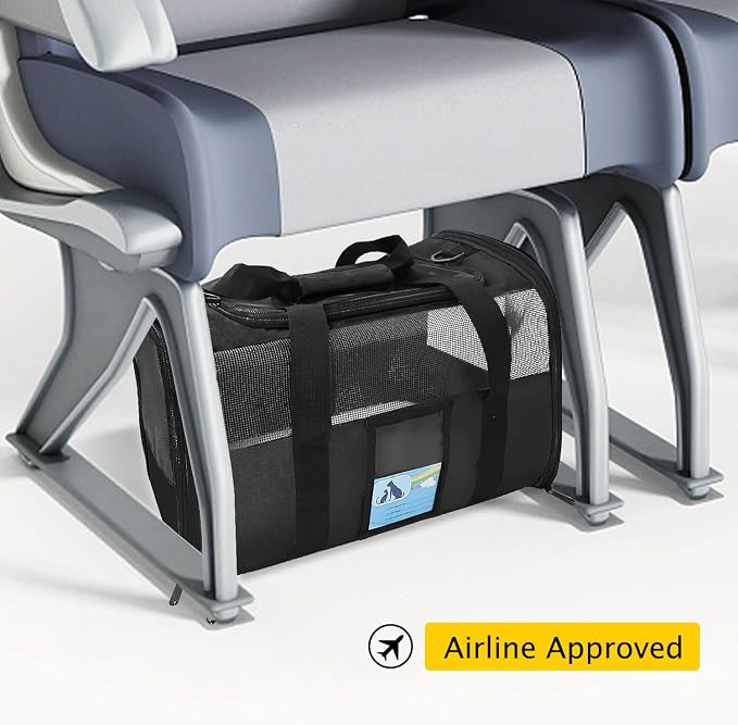 Refrze Pet Carrier Airline Approved, Cat Carriers for Medium Cats Small Cats, Soft Dog Carriers for Small Dogs, TSA Approved Pet Carrier for Cat Dog of 15 Lbs, Puppy Carrier,Black - Image 5