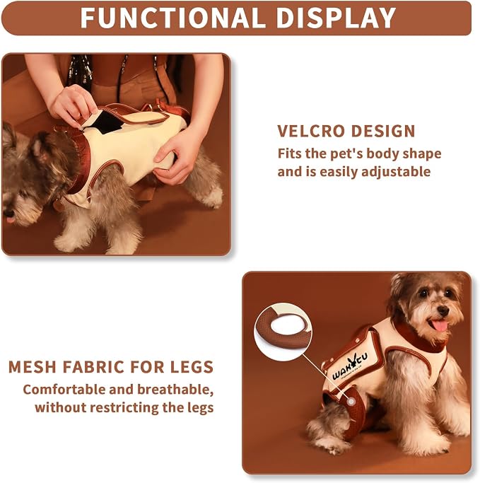 Wakytu Dog Lift Harness Dog Carrier VES Harness Adjustable Leash with Small Puppy Treat Bag,Fits Most Cars,L | stylish puppy sling carrier with handle & pocket,adjustable leash,walking & travel - Image 4