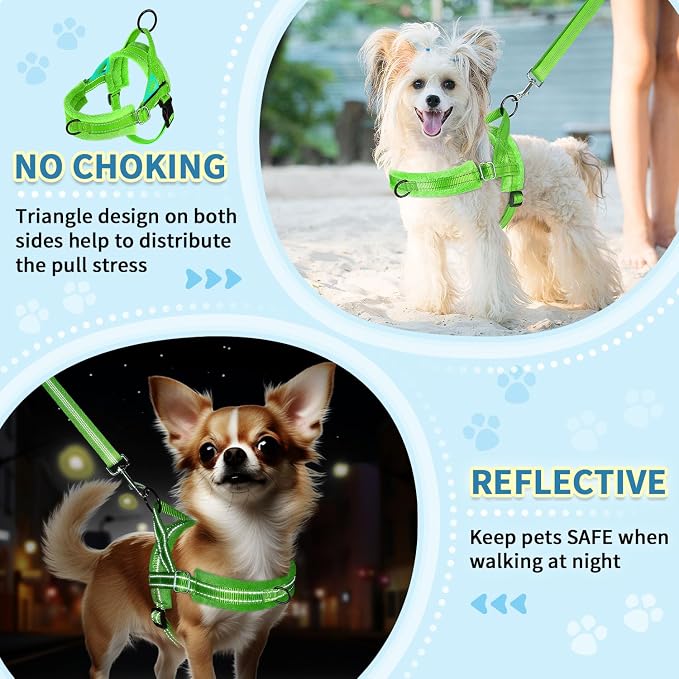 SlowTon No Pull Small Dog Harness and Leash Set with Front Clip | Soft Padded, Neck & Chest Adjustable, Lightweight, Anti-Twist, Puppy Vest Harness Pet Lead Combo for Small Medium Dog, G XS - Image 3