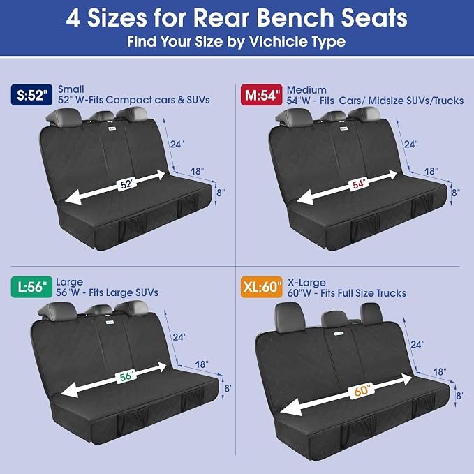 ALLANSING Upgraded 900D Heavy Duty Dog Back Bench Seat Cover, Car Seat Protector, Seatbelt & Armrest Compatible, Waterproof & Non‑Slip for Dogs & Kids, Fits Compact Cars and SUVs - Image 6