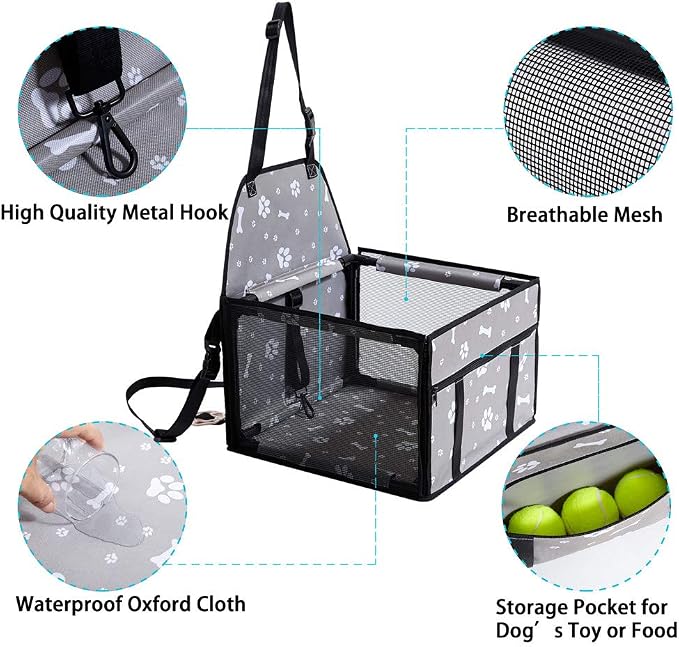 GENORTH Dog Car Seats for Small and Medium Dogs,Portable Puppy/Pet Car Booster Seat with Clip-On Leash and Mesh Window for Pet Up to 20 lbs - Image 5