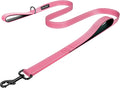 Dog Leash 6.5ft Long,Double Handle Dog Leash for Control Training | Heavy Duty Dog Leads with Traffic Padded Handles, Reflective Leashes for Small Medium Large Dogs(6.5ft, Pink) by LIEVUIKEN