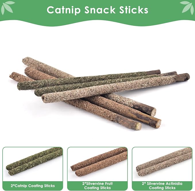 Bissap 16 PCS Silvervine Chew Sticks for Cats, Catnip Chew Sticks Cat Toys for Indoor Cat Kitten Teeth Grinding Interactive Feather Toys for Aggressive Chewers Dental Care - Image 4