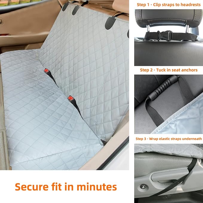 Bark Lover Dog Back Seat Cover Protector, Waterproof Dog Car Seat Covers, Nonslip Backseat Protection for Dogs and Kids, Compatible Pet Car Seat Cover for Cars & Midsize SUVs - Image 3