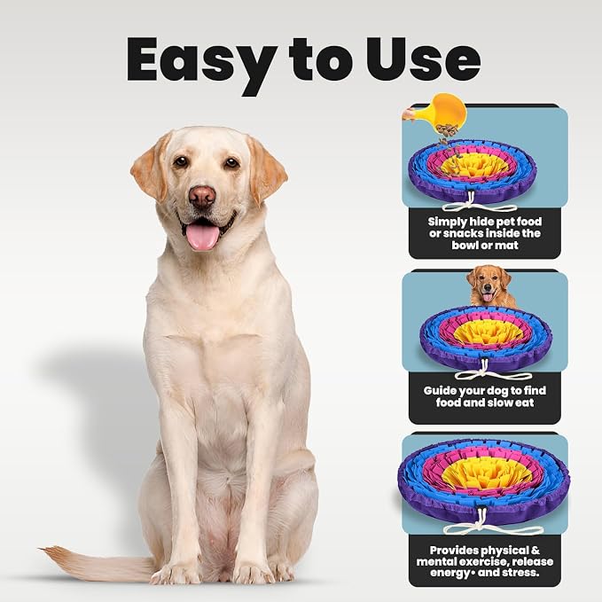 PET ARENA Snuffle Mat Dog Puzzle Feeder for Slow Eating & Brain Training | Promotes healthy habits sensory activities, reduces boredom, supports focus, provides engaging playtime indoors or outdoors. - Image 3