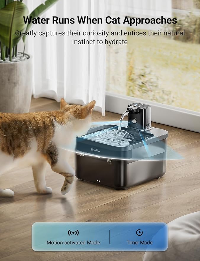 DownyPaws Cat Water Fountain Cordless, Pet Fountain, 84oz/2.5L, Black | Wireless Cat Drinking Water Fountains for Cats Indoor, Fursink , Battery Operated, Motion Sensor, Ultra Quiet Pump, BPA-Free - Image 3