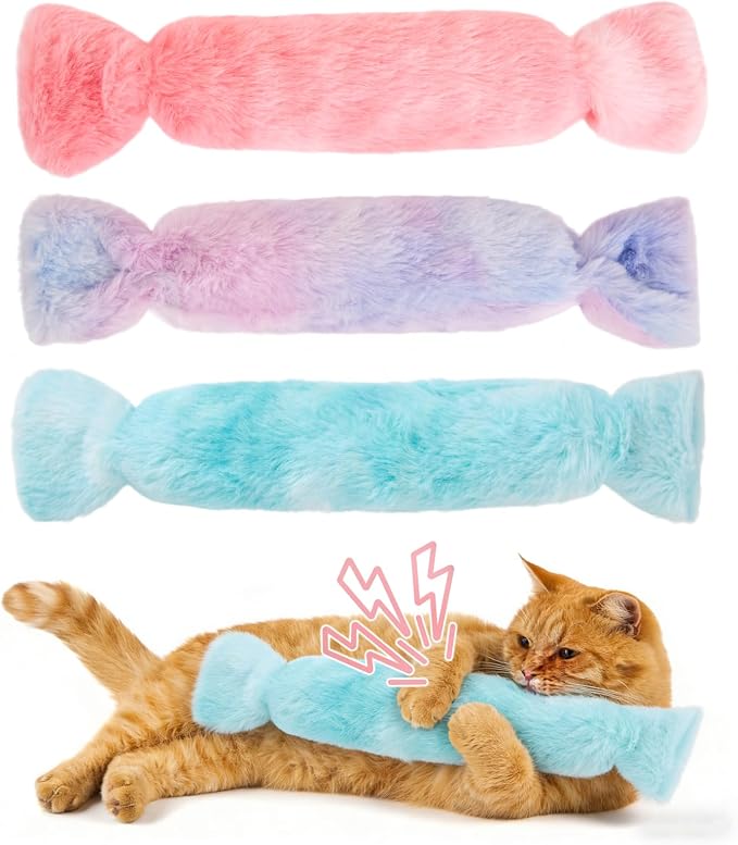 Cat Kicker Toy 3Pcs, Candy Shape Catnip Toys for Cats | Catnip Toys with Crinkle Paper. Indoor Kitten Toy Kicker Pillows. by PATTEPOINT