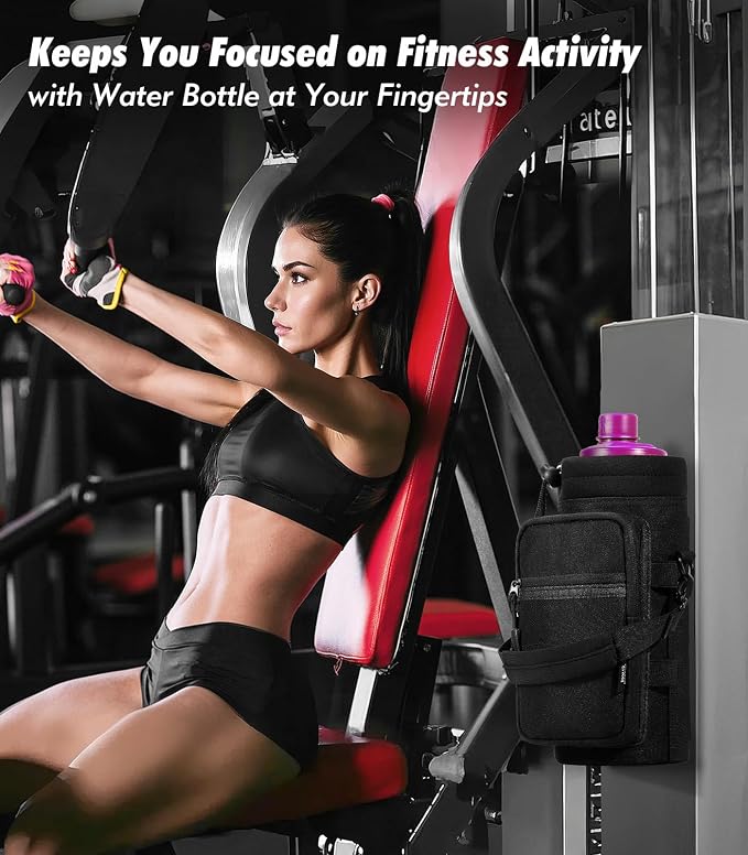 Nuovoware Magnetic Gym Bag, 40oz, Water Bottle Carrier Holder, Black | Adjustable Shoulder Strap, Magnets Magnetic Gym Bag, Bottle Pouch Sling, 2 Pocket, Neoprene Organizer Sleeve - Image 5