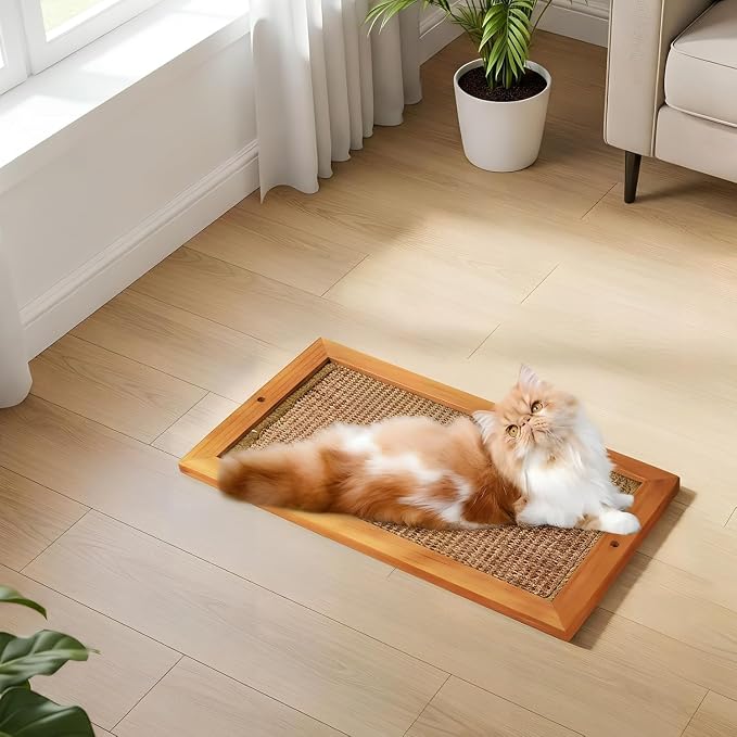 Wooden Sisal Cat Scratching Post, Wall & Floor Mount Vertical Cat Scratch Pad for Indoor Kittens Adult Cats, Durable Cat Wall Scratcher Furniture Protector Cat Toy - Image 7