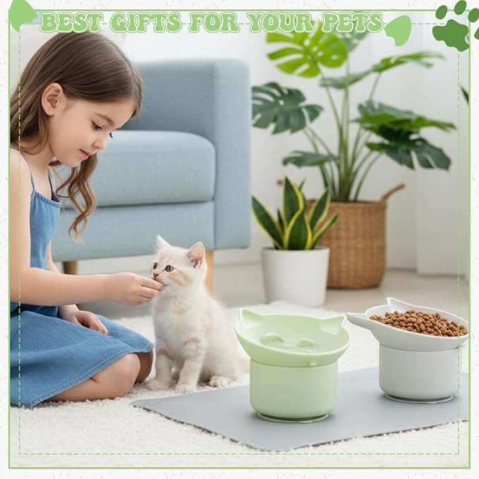 2Pack Slow Feeder Cat Bowls Silicone Tilted Raised Pet Bowl | Non Slip Base for Digestion Anti Vomit - Image 7