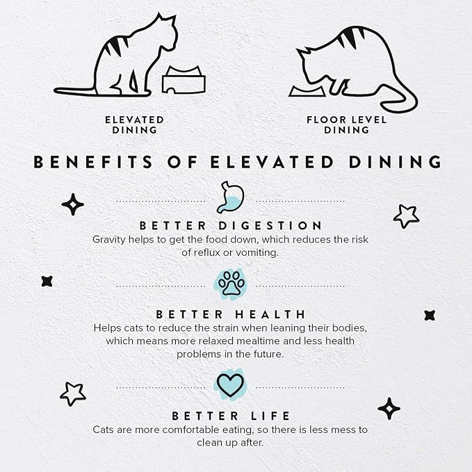 CatGuru Food Table for Cat Bowls, Elevated Feeding Station for Cat Food Bowl, Raised Stand for Food and Water Bowls, Pet Feeder for Indoor Cats, Stress Free Stand for Pet Dishes (Marshmallow, High) - Image 2