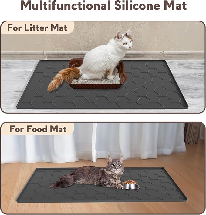 Garoopion Silicone Cat Litter Mat Large 40" X 28", Easy to Clean, Black | Large Size Waterproof Silicone Mat with Raised Edges, Catch Litter, Protect Floor from Urine, Multi-Use for Dog/Sink/Kitchen - Image 6